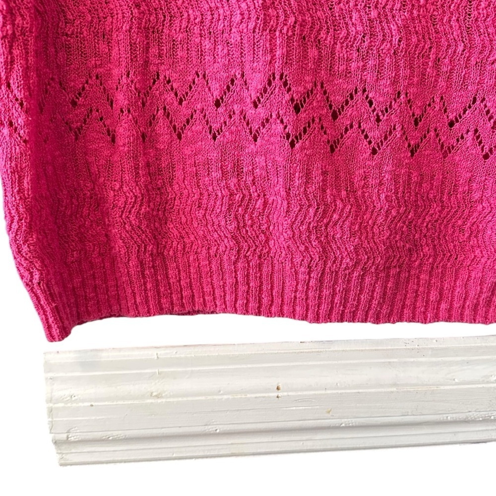 🔴 5 for $40 SALE! 
Jones New York Hot Pink Crew Neck Loose Knit Sweater sz XL - Picture 6 of 12